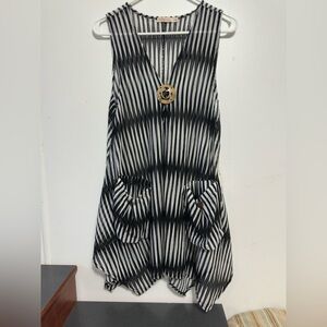 Black and White Striped Sleeveless Dress swimsuit cover up